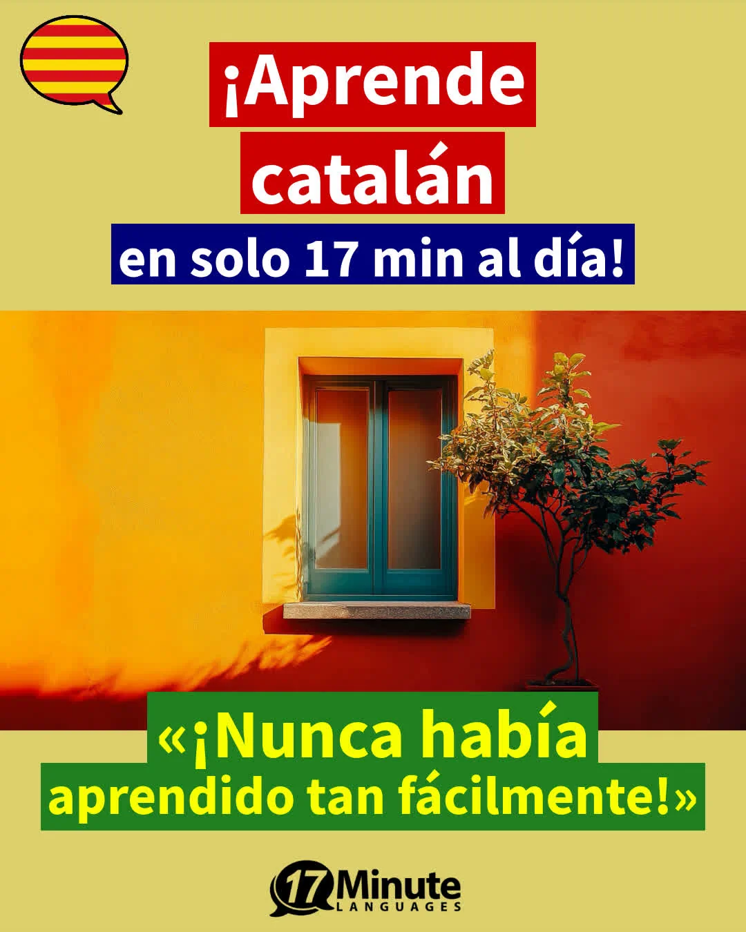 ¡Enseña el catalán considerablemente más rápido que los métodos de enseñanza convencionales y con solo 17 minutos al día! – aprendizaje diario