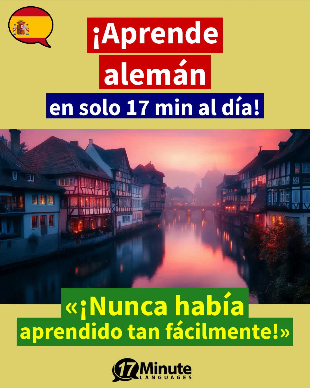 ¡Enseña el alemán considerablemente más rápido que los métodos de enseñanza convencionales y con solo 17 minutos al día! – aprendizaje diario