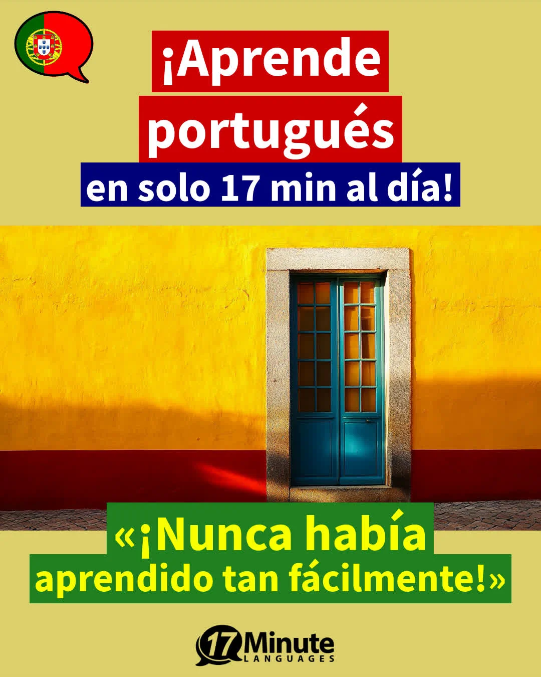 ¡Enseña el portugués considerablemente más rápido que los métodos de enseñanza convencionales y con solo 17 minutos al día! – aprendizaje diario