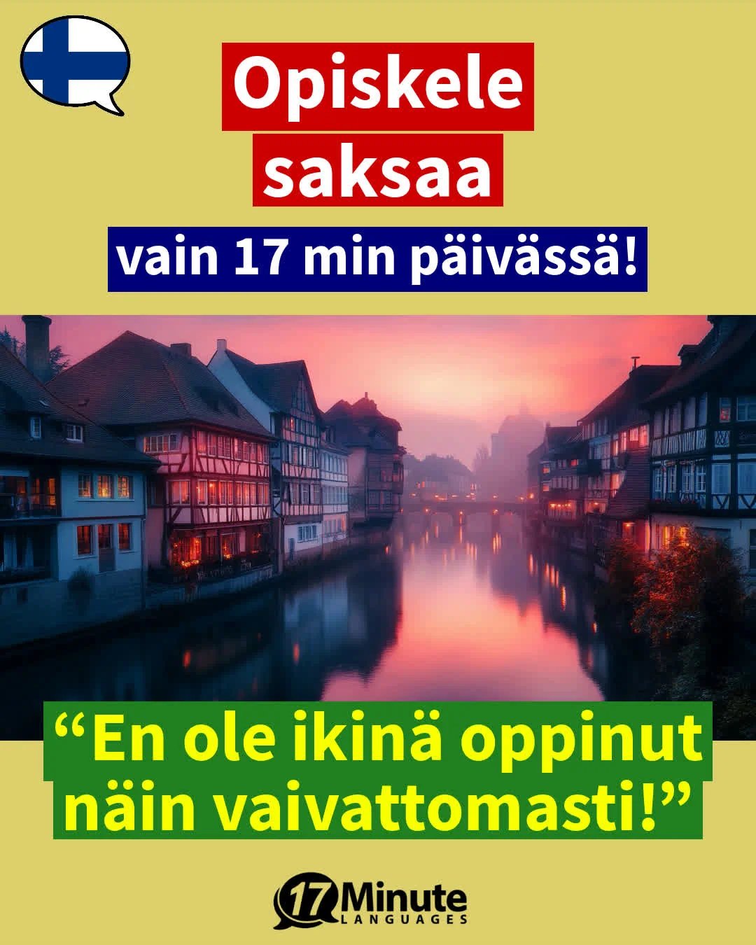 Opettaa saksan kielen huomattavasti nopeammin kuin perinteiset oppimismenetelmät – opiskele vain 17 minuuttia päivässä! – daily learning
