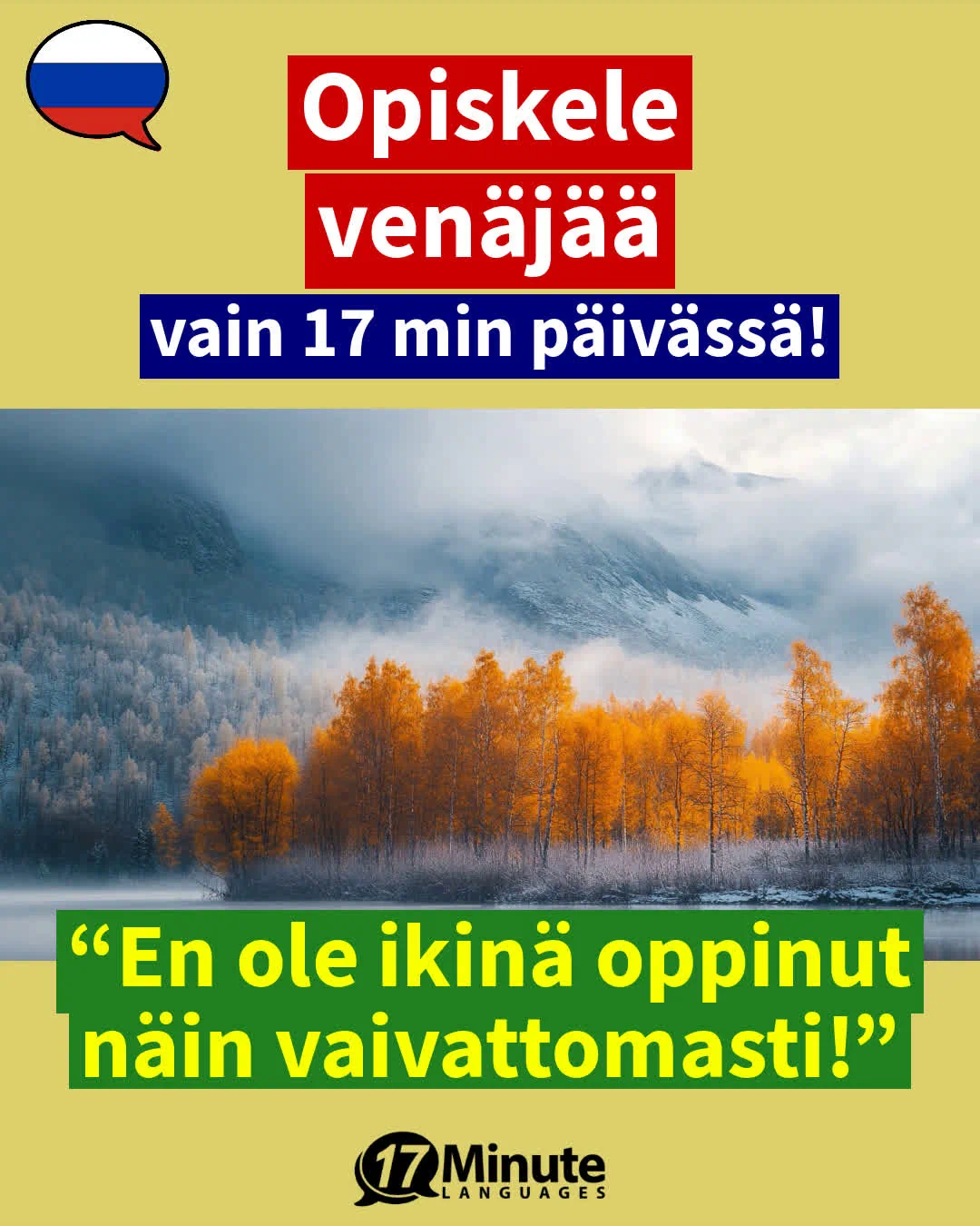 Opettaa venäjän kielen huomattavasti nopeammin kuin perinteiset oppimismenetelmät – opiskele vain 17 minuuttia päivässä! – daily learning