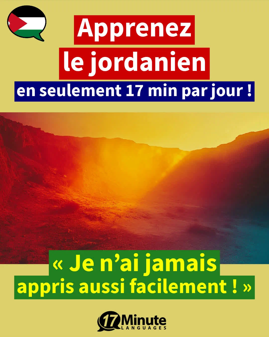  Avec ce programme d'entraînement au vocabualaire spécialisé, vous apprenez environ 2 100 mots de vocabulaire en jordanien et atteignez le niveau d'un locuteur de langue maternelle jordanienne, C1-C2﻿ – apprentissage quotidien