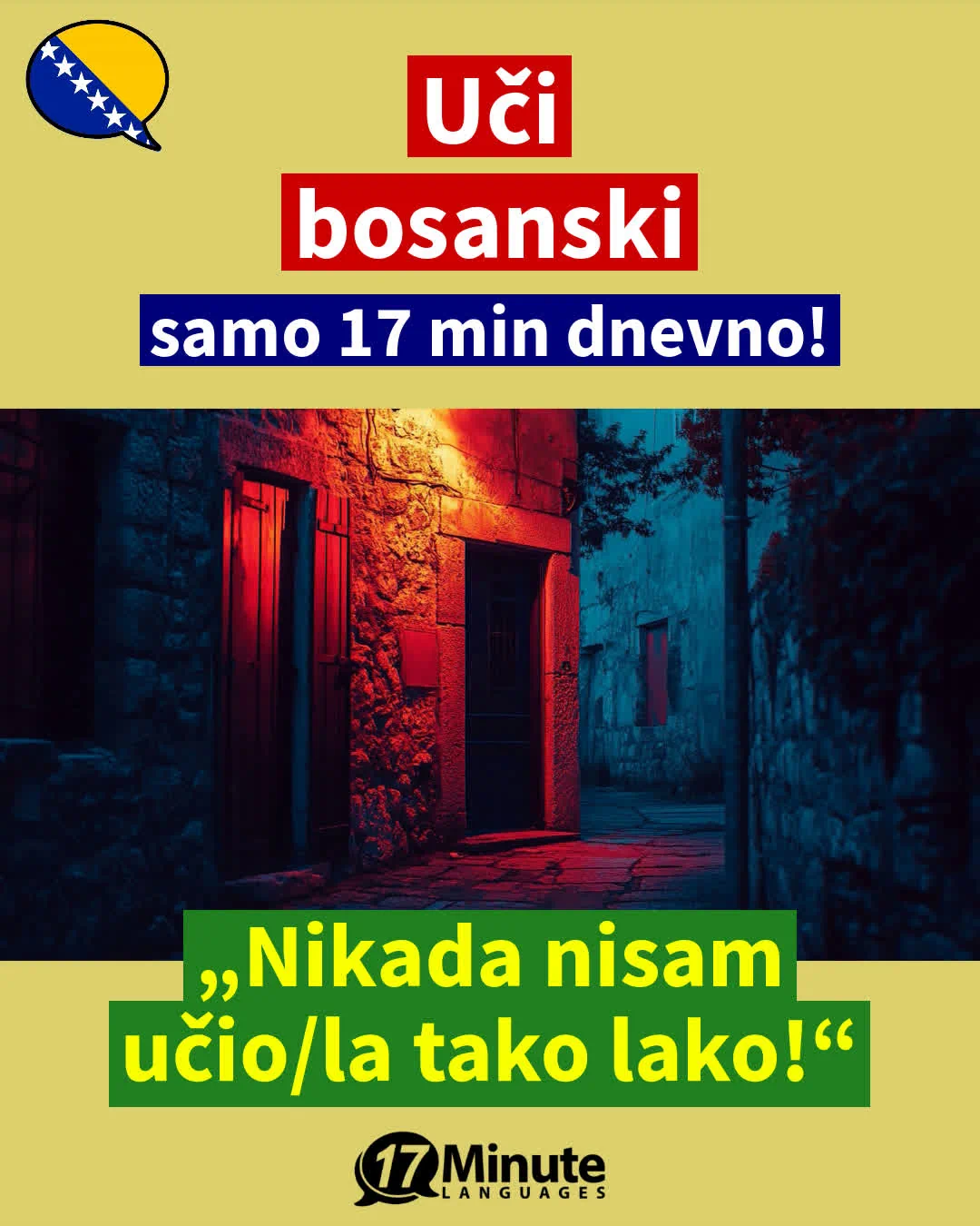 Uz ovu vježbu stručnih izraza, naučit ćete preko 2.100 riječi na bosanskom i steći nivo materinjeg jezika C1/C2 – daily learning
