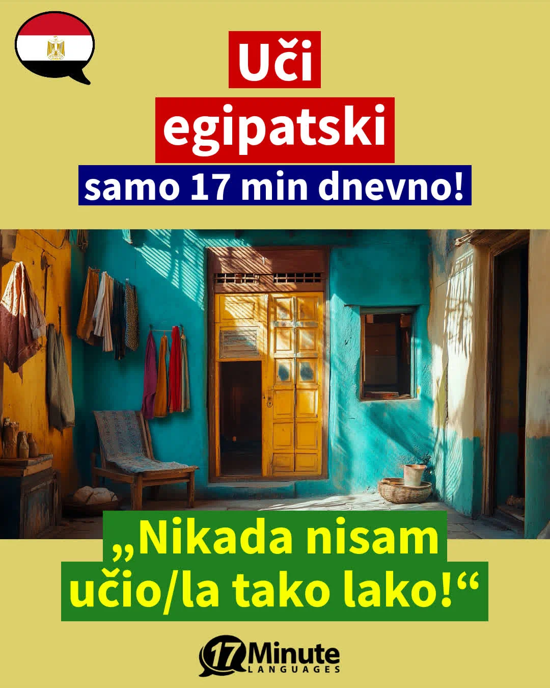 Učite egipatski znatno brže, nego s konvencionalnim metodama učenja – uz samo 17 minuta učenja na dan! – daily learning