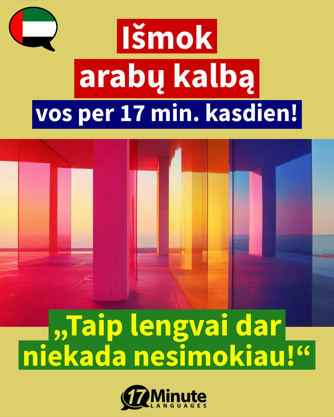 Su šiuo specializuotu žodžių treniruokliu išmoksite arabų kalba daugiau nei 2100 žodžių ir pasieksite gimtakalbio C1 / C2 lygius – daily learning