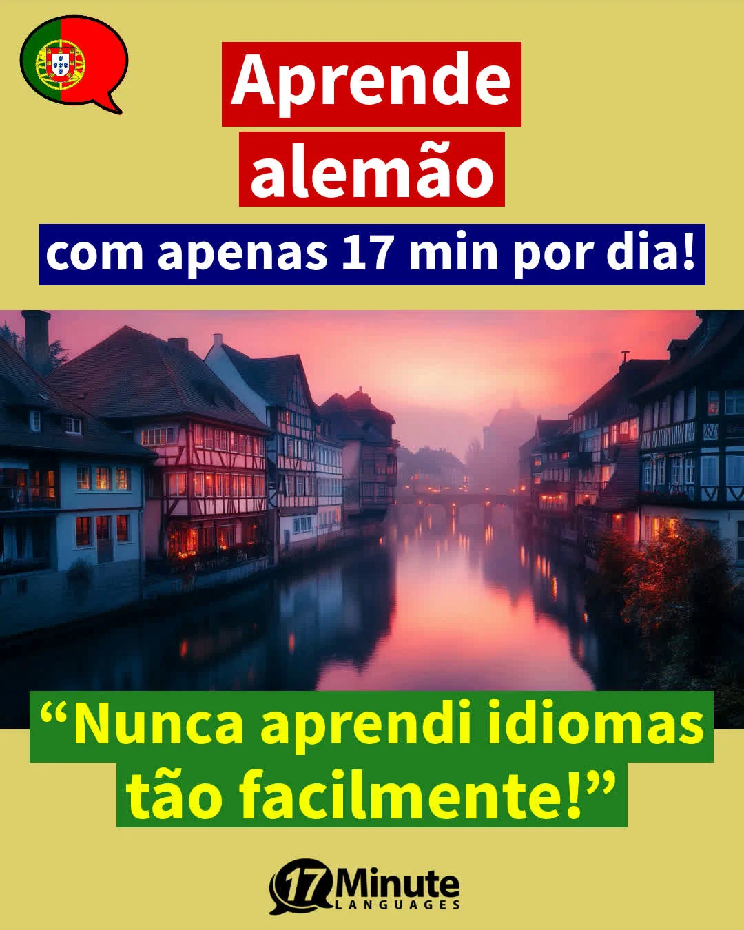 Ensina alemão muito mais rapidamente do que com os métodos de ensino convencionais – com apenas 17 minutos de tempo de aprendizagem por dia! – aprendizagem diária